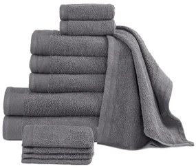 vidaXL Conjunto de toalhas 12 pcs algodão 450 g antracite
