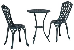 Conjunto de Bistro de Jardim 3 Peças vidaXL Verde em Alumínio Fundido