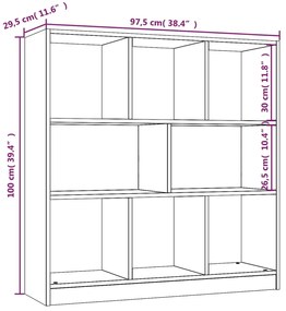 Estante 97,5x29,5x100 cm derivados de madeira cinzento sonoma