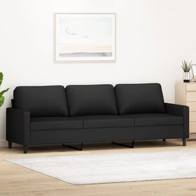 vidaXL Sofá de 3 lugares 210 cm veludo preto