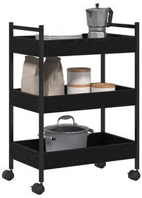 Carrinho de Cozinha vidaXL Carvalho Preto 50x30x70 cm Madeira de Engen