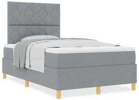 Cama Box Spring com Colchão Cinza Claro 120x200 cm Tecido
