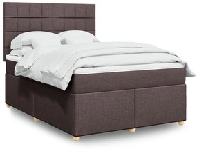 Cama com molas/colchão 160x200 cm tecido castanho-escuro