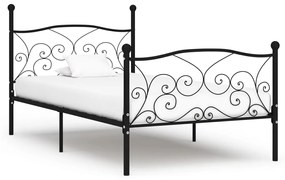 Estrutura de cama com estrado de ripas 90x200 cm metal preto