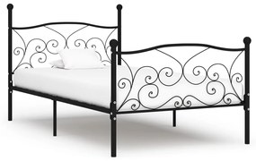 vidaXL Estrutura de cama com estrado de ripas 90x200 cm metal preto