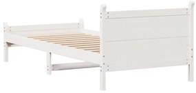 Cama sem colchão 90x190 cm madeira de pinho maciça branco