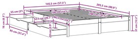 Cama sem colchão 140x200 cm madeira de pinho maciça branco