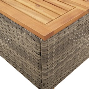 Mesa de jardim 45x45x37 cm vime PE e madeira de acácia cinzento