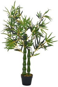 vidaXL Bambu artificial com vaso verde 110 cm