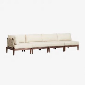 Sofá Modular De Jardim Em Canto De 4 Peças Em Acácia Giulia Castanho-acácia Escuro - Sklum