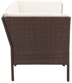 8 pcs conjunto lounge jardim c/ almofadões vime PE castanho
