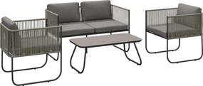 Outsunny Conjunto de Móveis para Jardim em Polyrattan Lounge com Sofá Poltrona Mesa Almofadas À Prova de Intempéries 116 x 60 x 69 cm Marrom+Cinza escuro | Aosom Portugal