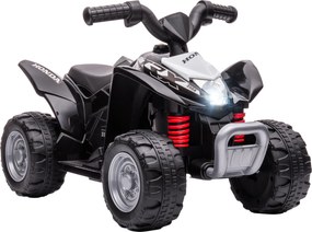 AIYAPLAY Quadriciclo Elétrico HONDA para Crianças Bateria 6V com Faróis LED Buzina Velocidade de 2,8km/h 65,5x35,5x43,5 cm Branco e Preto | Aosom Portugal