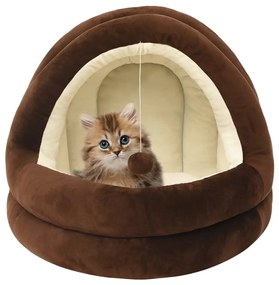 Cama para gatos 50x50x45 cm castanho e creme