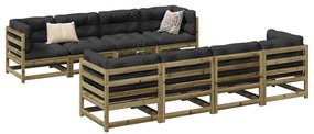 9 pcs conjunto sofás jardim madeira de pinho impregnada