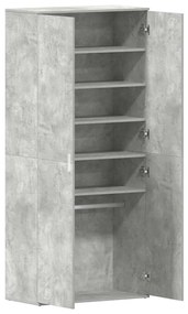 Guarda-Sapatos Cinza Concreto 80x39x180 cm de Madeira de Engenharia