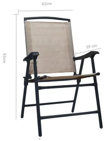 Cadeiras de jardim dobráveis 2 pcs textilene cinza-acastanhado