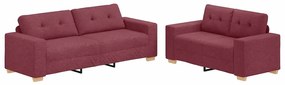 Conjunto de Sofá 2 Peças com Almofadas Vermelho Vinho Tecido