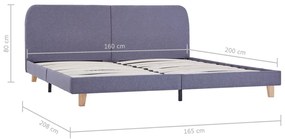 Estrutura de cama em tecido 160x200 cm cinzento-claro