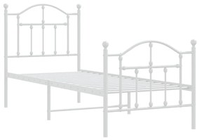 Estrutura de cama com cabeceira e pés 75x190 cm metal branco