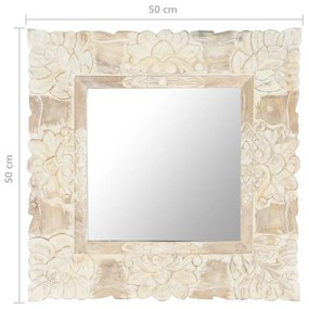 Espelho 50x50 cm madeira de mangueira maciça branco