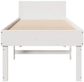 Estrutura de cama sem colchão 80x200 cm pinho maciço branco