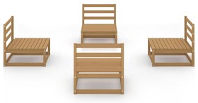 4 pcs conjunto lounge de jardim pinho sólido castanho mel