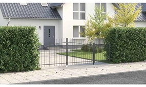 vidaXL Portão de Jardim com Topo de Lança Cinza 150x400 cm em Aço