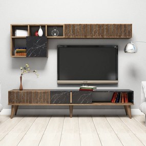Móvel TV Milan – Nogueira e Preto – 180 x 40 x 35 cm