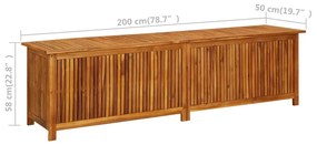 Caixa de arrumação p/ jardim 200x50x58 cm madeira acácia maciça