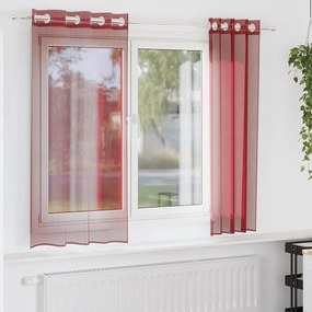 vidaXL Cortinas de voile com ilhós 2 pcs vermelho tinto