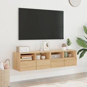 vidaXL Móveis parede TV 2pcs 60x30x30cm deriv. madeira carvalho sonoma