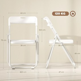 Conjunto de 6 Cadeiras Dobráveis com (MESA NÃO INCLUIDA) Encosto Curvo Assento Côncavo com Ventilação 48,5x47x75 cm Branco