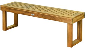 Banco de jardim de madeira de acácia para pátio com assento de ripas sem encosto para Jardim Varanda 132 x 34 x 43,5 cm Teca