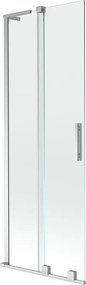 Mexen Velar L resguardo de duche de correr com 2 painéis 75 x 150 cm, transparente, cromado - 896-075-003-01-01