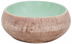 Lavatório de bancada oval 59x40x15 cm cerâmica verde e castanho