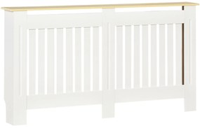 HOMCOM Cobertura Radiador 152x19x83cm Cobertura Radiador de MDF e Melamina com Dispositivo Anti-Rolamento Desenho Moderno para Sala de Estar Dormitório Branco