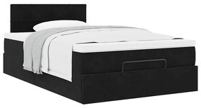 Estrutura de cama otomana com colchão 120x200 cm veludo preto