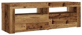 Mesas cabeceira c/ luzes LED 2 pcs 60x35x40 cm madeira velha