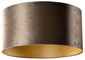 Abajur de Veludo Castanho com Interior Dourado 50/50/25