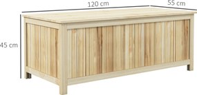 Baú de Armazenamento Exterior em Madeira 172 L com Tampa Articulada Resistente às Intempéries para Jardim Madeira