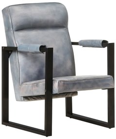vidaXL Poltrona couro de cabra genuíno 60x75x90 cm cinzento
