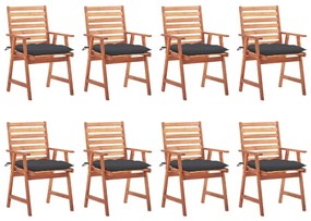 vidaXL Cadeiras de jantar p/ jardim 8 pcs c/ almofadões acácia maciça