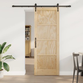 Porta Deslizante vidaXL com Conjunto de Acessórios 78x211 cm Madeira Sólida de Pinho