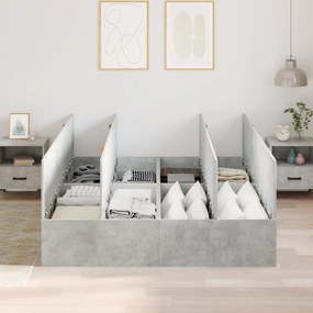Estrutura de Cama Armazenamento vidaXL Cinza Concreto 135x190 cm