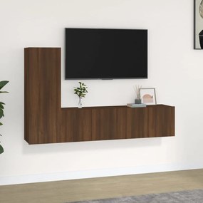 vidaXL Conjunto móveis de TV 3pcs madeira processada carvalho castanho