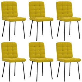 Cadeiras de jantar 6 pcs veludo amarelo