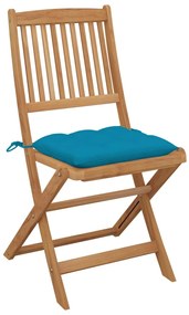 Cadeiras de jardim dobráveis 8 pcs c/ almofadões acácia maciça