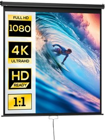 Ecrã de projeção para TV e cinema em casa de 99 polegadas, projetor de vídeo 1:1 4K HD, 178 cm x 178 cm
