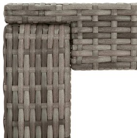 7 pcs conjunto de bar p/ jardim c/ almofadões vime PE cinzento